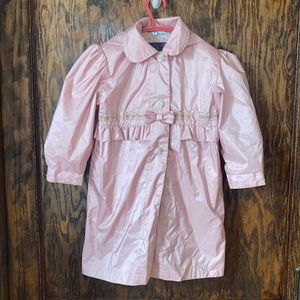 Vintage pink formal coat size 4 rose buttons trench coat style shimmer jacket